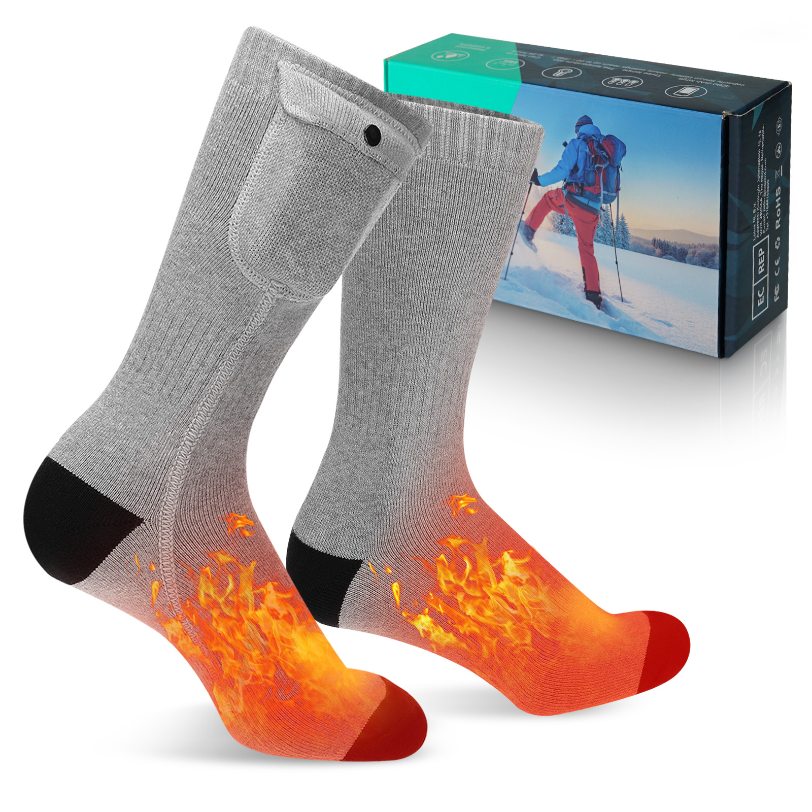 Heated Sock Power Heated Long sock Rechargeable Electric 3.7V Skiing for Winter 